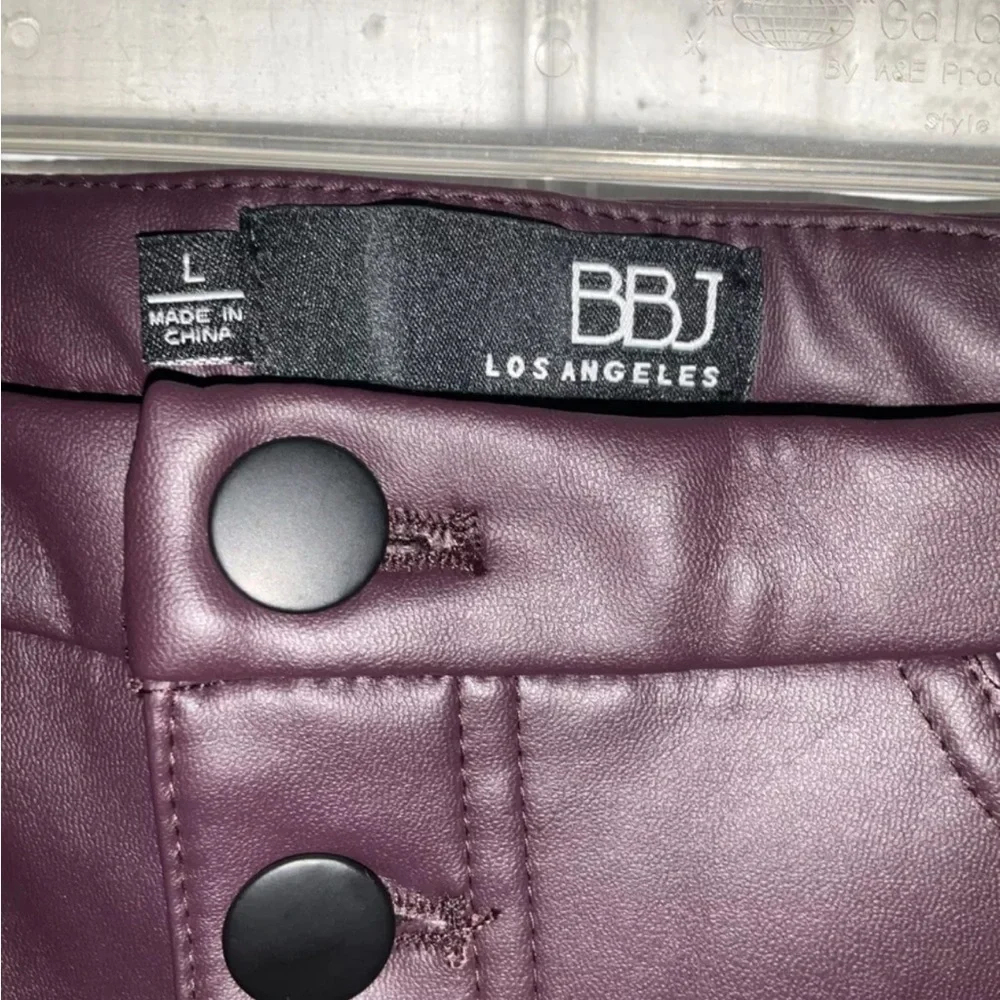 BBJ Los Angeles Faux Leather Stretch Skinny Jegging Pants‎ Burgundy Size Large
